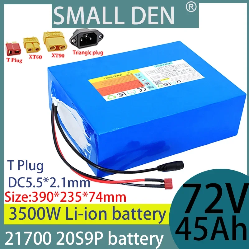 72V 45Ah 20S9P 21700  72V Lithium ion 84V 1500W 2500W 3000W 3500W Built in 50A BMS Suitable for battery+84V 2A 3A 5A charger