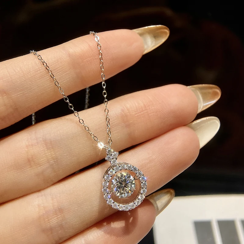 

GRA 1CT Brilliant Certified Mini Round Moissanite Diamond Wedding Necklace For Women Gift Real 925 Sterling Silver Fine Jewelry