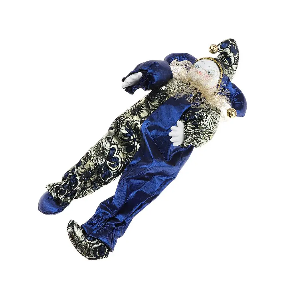

Porcelain Clown Doll 33cm Vintage Handmade Art Doll Collectible Home Decoration for Girls and Adults