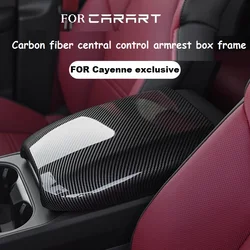 For Porsche Cayenne 2011,2017  2018,2024 Car Center Control Armrest Box Cover ABS Carbon Style Trim Interior Accessories