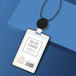 Retractable Reel Credential Lanyards Card Holder Aluminum Alloy Name Tag Ultra Thin Transparent Badge Holder Employee Tag Holder