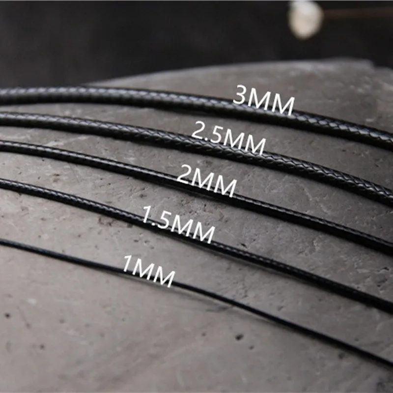 1piece 1-3MM 40-60CM Black Rope Necklaces Unisex Real 925 Sterling Silver PU Leather Rope Chains Good Match for any Pendants
