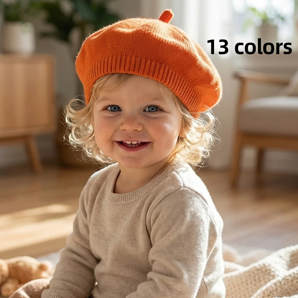 New Solid Color Baby Beret Early Spring Infant Fontanel Protector Painter Hat Children's Hat