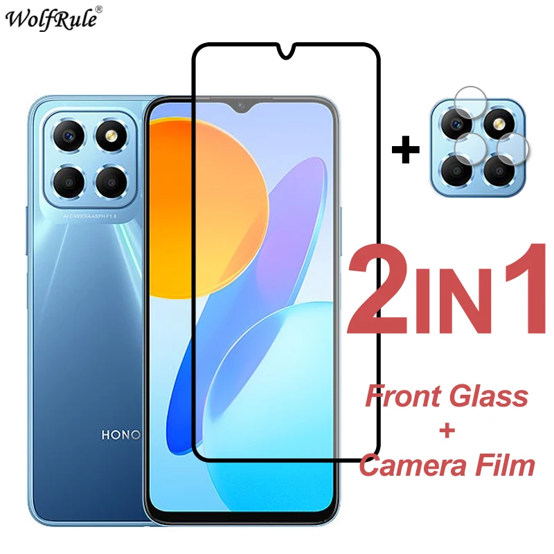 Protective Glass For Honor X6 X8a X7a X6S X9 X8 X7 X5 Full Glue Tempered Glass Huawei Nova Y90 Y70 Screen Protector Camera Film