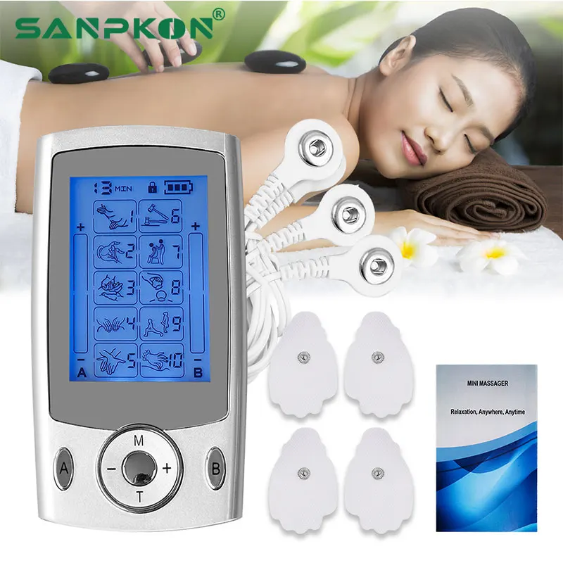 

EMS Professional Muscle Massager Tens Back and Neck Massage Body Relaxation Treatment 10 Modes Dual Output Physiotherapy Health