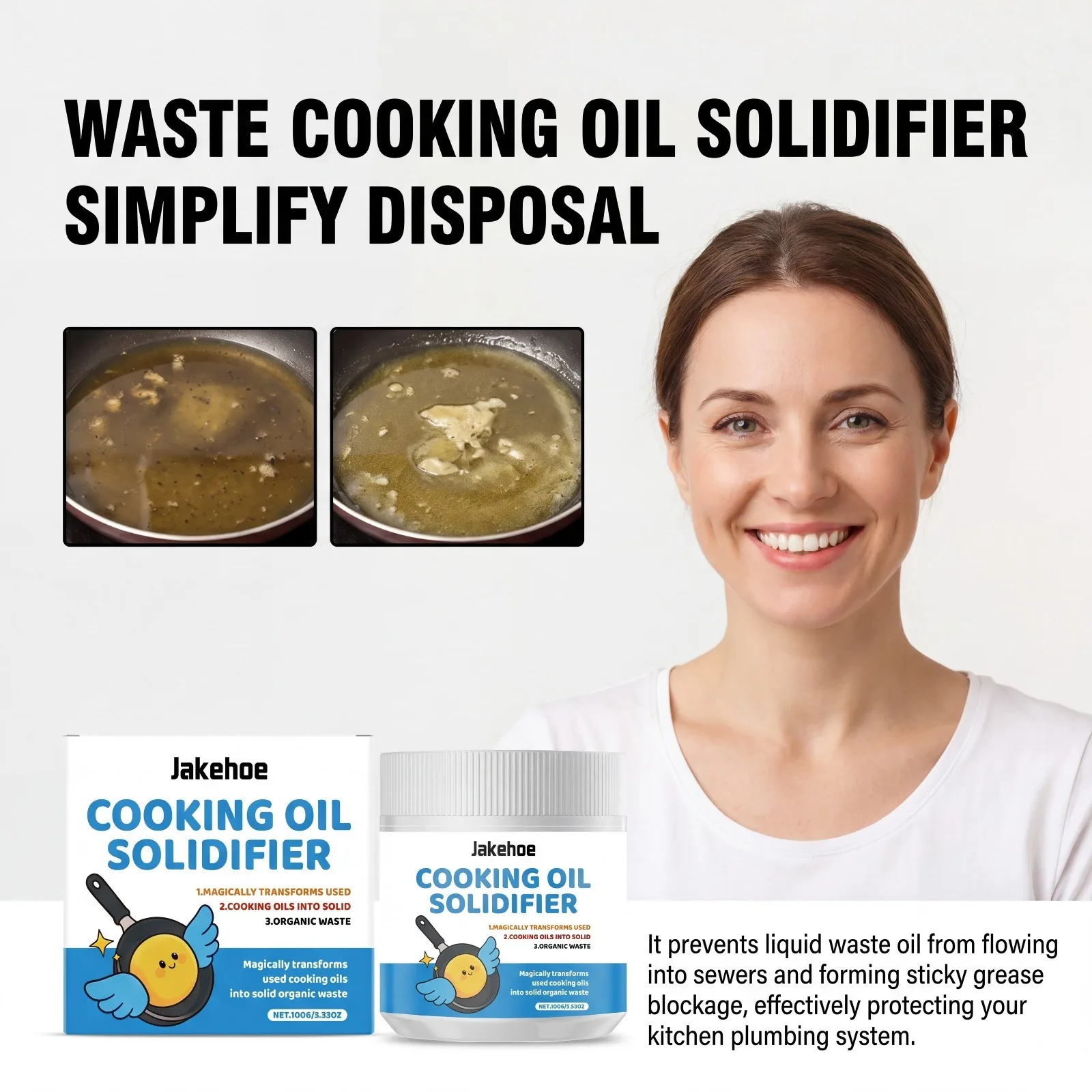 Cooking Oil Solidifier Powder Prevents Clogged Drains Turns Used Fryer Oil Into Solid Disposal For Home Restaurant Eco Cleaning