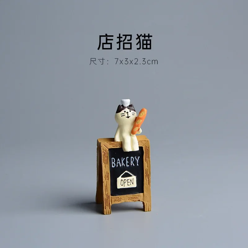 Baking Scene Cute Bread Miniatures Baguette Doughnut Cat Figurines Decoration Crafts Model Photography Props Resin Crafts Gifts
