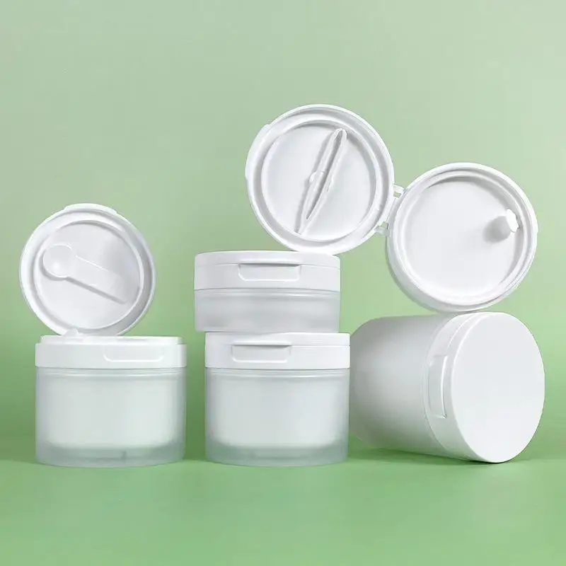 50/120g Refillable Empty Cosmetic Jar Flip Cover With Spoon & Tweezers Travel Face Cream Lotion Container