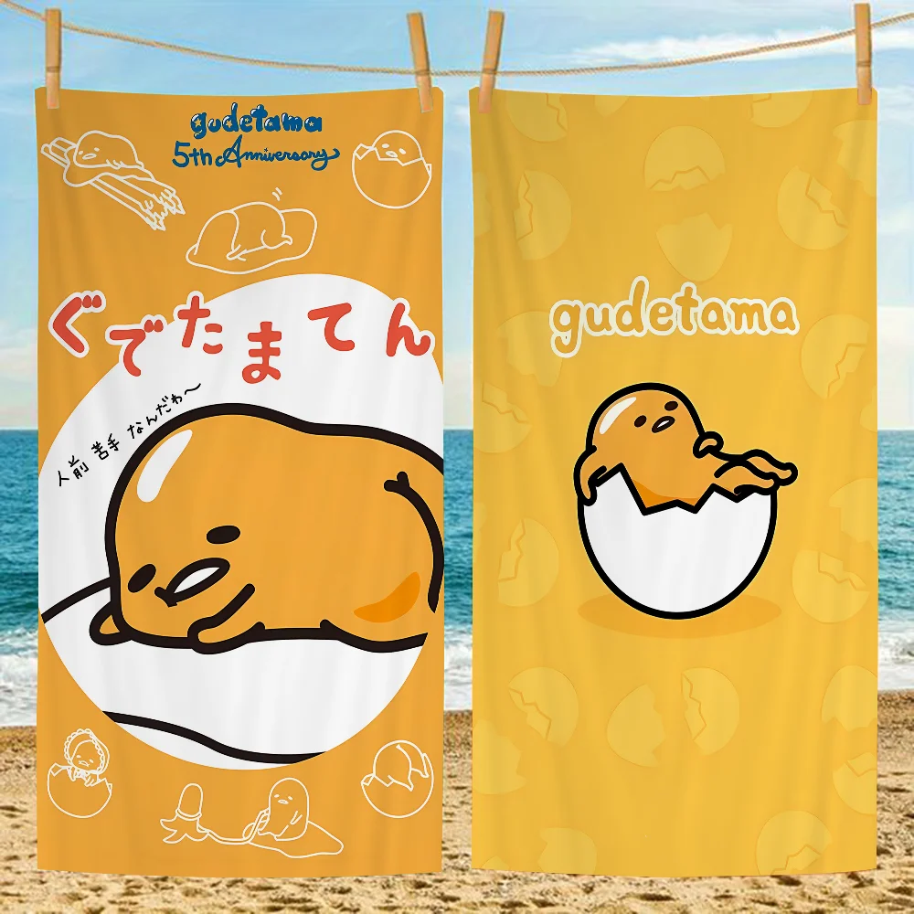 G-Gudetama Lazy Egg Beach Towels Shower Towel Sauna Travel Spa Microfiber Quick Dry Gym Accessories Cute Room Decor