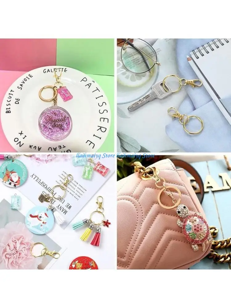 

573B 100 шт., набор золотых поворотных застежек, 50 шт., поворотные застежки, 50 шт., яркие для брелока, металлический крючок, C