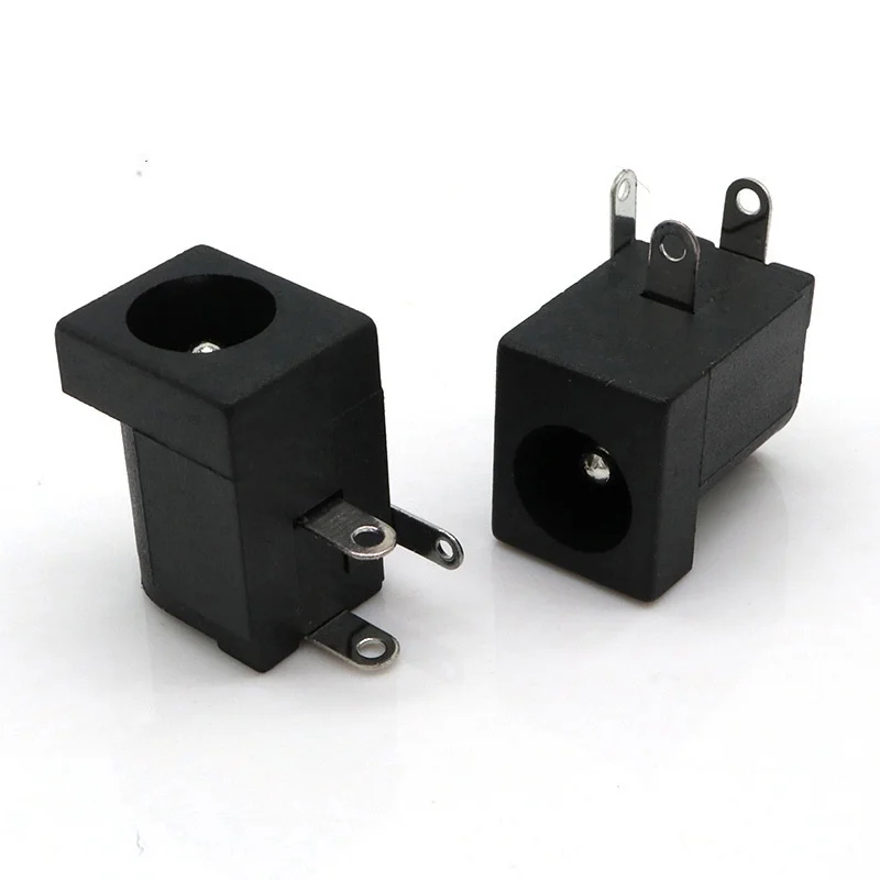 10pcs DC-005 Black 5.5x2.1mm  DC Power Jack Socket DC Connectors Supply Barrel-Type Right Angle PCB Mount Terminal