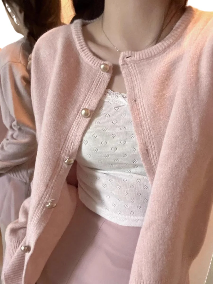 

Embroidered Knitted Sweater Cardigan Women's Spring Autumn Casual Soft Loose Long Sleeved Top Elegant Single Breasted Coat