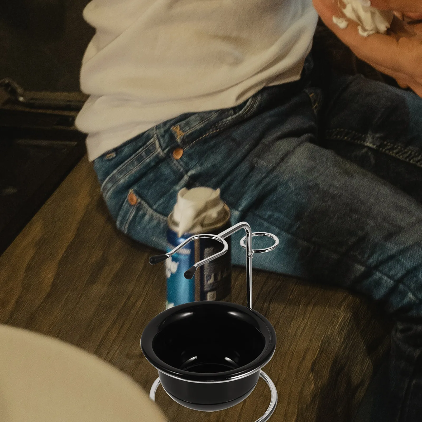 Shaving Razor Brush Stand Alloy Corrosion-Resistant Rustless Stable Base Razor Brush Holder Shaving Cup for Tidy Wash Room