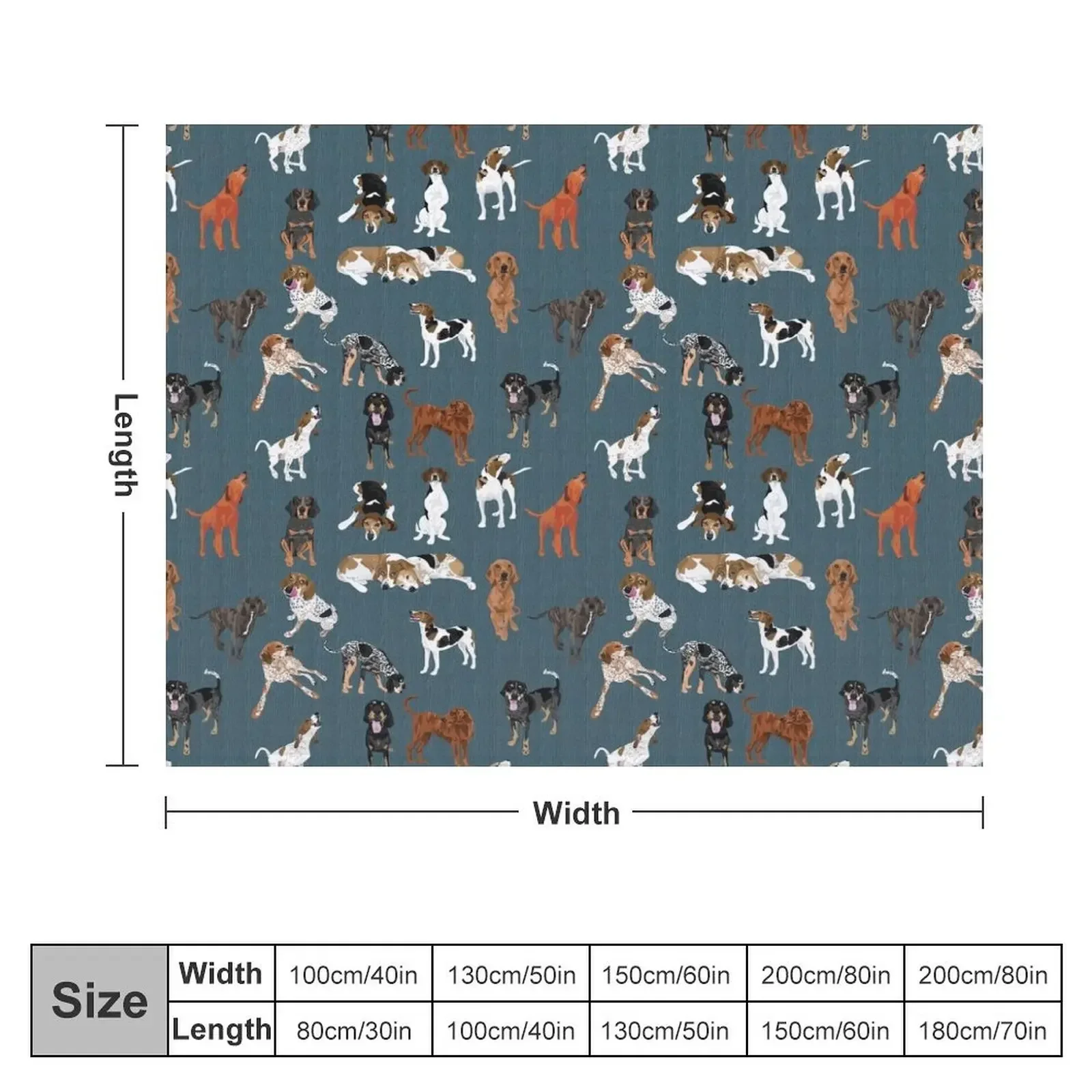 Coonhounds on Dark Teal Throw Blanket Designers Decoratives Extra Large Throw Blankets