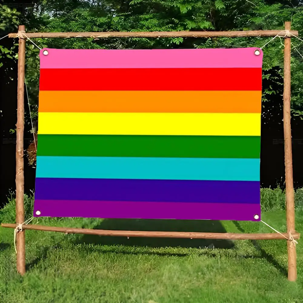 Trendy Vibrant O-Original Pride Flags Borderless four-ring ornament indoor outdoor decoration effortless to hang