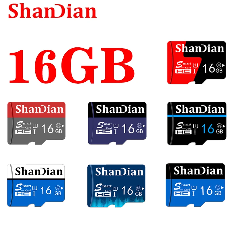 SHANDIAN Class 10 Mini SD Card 16GB Flash Memory 16GB Micro TF Card Driving Recorder Memory Card Memoria for Smartphone