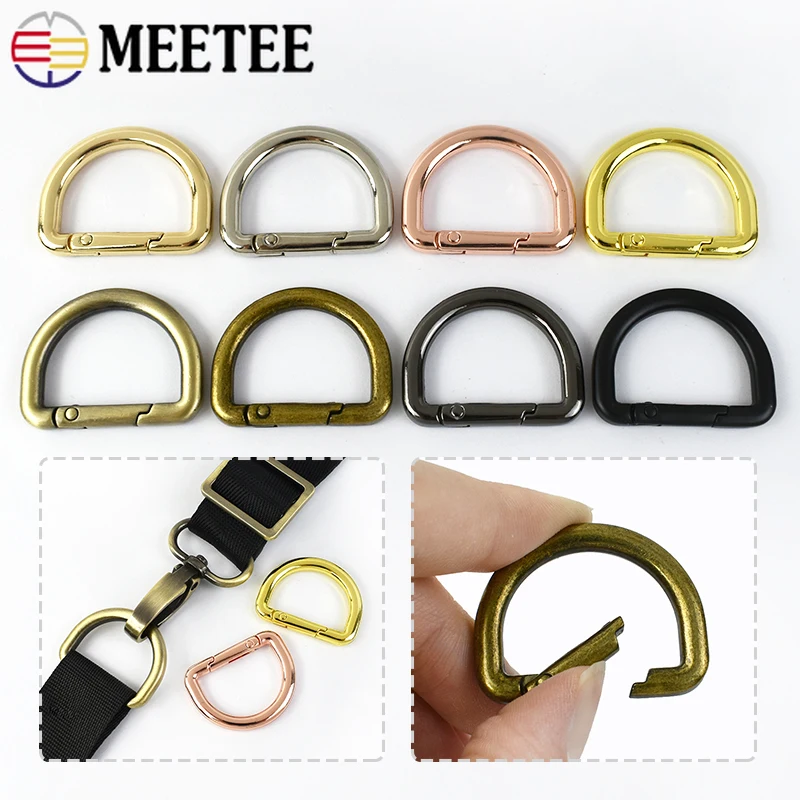 5Pcs Meetee 16/19/25mm Metal Spring D Ring Buckles Bag Strap Webbing Openable Connect Rings Clasp Keyring DIY Hardware Accessory