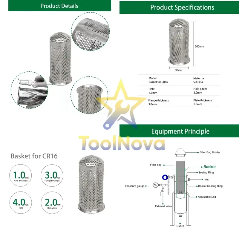 2026*Hotsale* New Bofan SS304/316 Industrial Bag Filter Housing Basket for #04 Bag Size