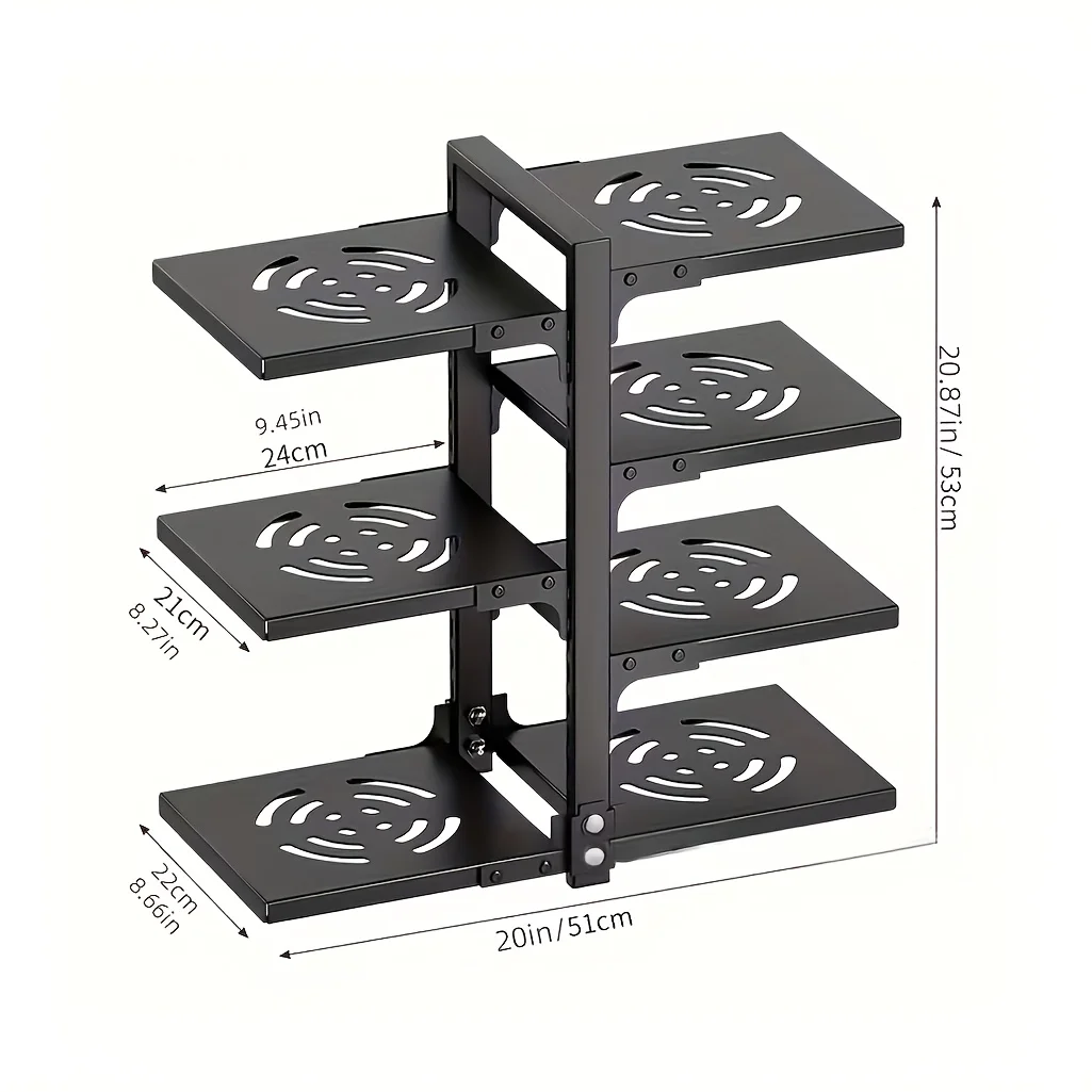 Pot Rack/High-Low Freely Adjustable Multi-Layer Floor-Standing Cookware Rack, Home Kitchen Countertop Display Cabinet for Dishes, Storage Rack for Soup Pots and Steamers, Floor-Standing Air Fryer Storage Rack, Multi-Functional Storage Rack, Suitable for Countertop Cabinets