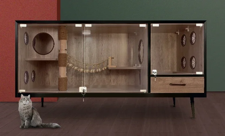 

L*Original Luxury Cat Nest Solid Wood Cat Villa Four Seasons Universal Mongoose House Home Customization