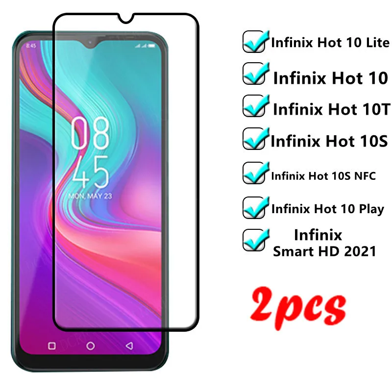 

2 шт., стекло для Infinix Hot 10S NFC, пленка для телефона Infinix Hot 10S NFC, HD, полноэкранная защитная пленка для Infinix Hot 10 Lite 10S NFC