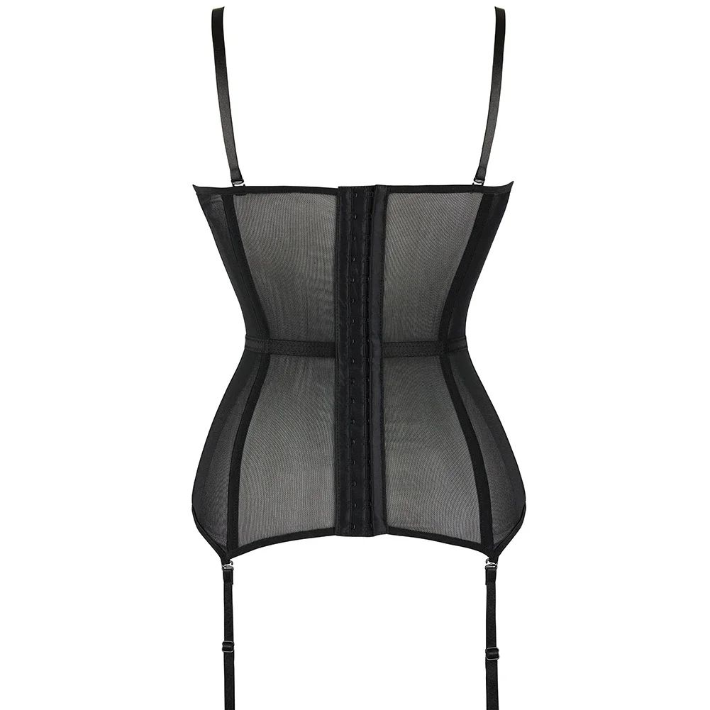 Plus Size Corset Lingerie Bodysuit For Women Black Red Bowknot Corsets And Bustiers With Suspenders