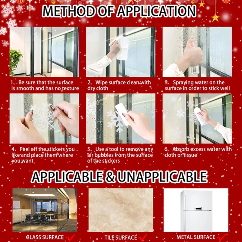 PVC Blue Christmas Window Clings-Static Sticker Set With Bells, Reindeer, Santa, Snowflakes & Snowman For Holiday Party Decor