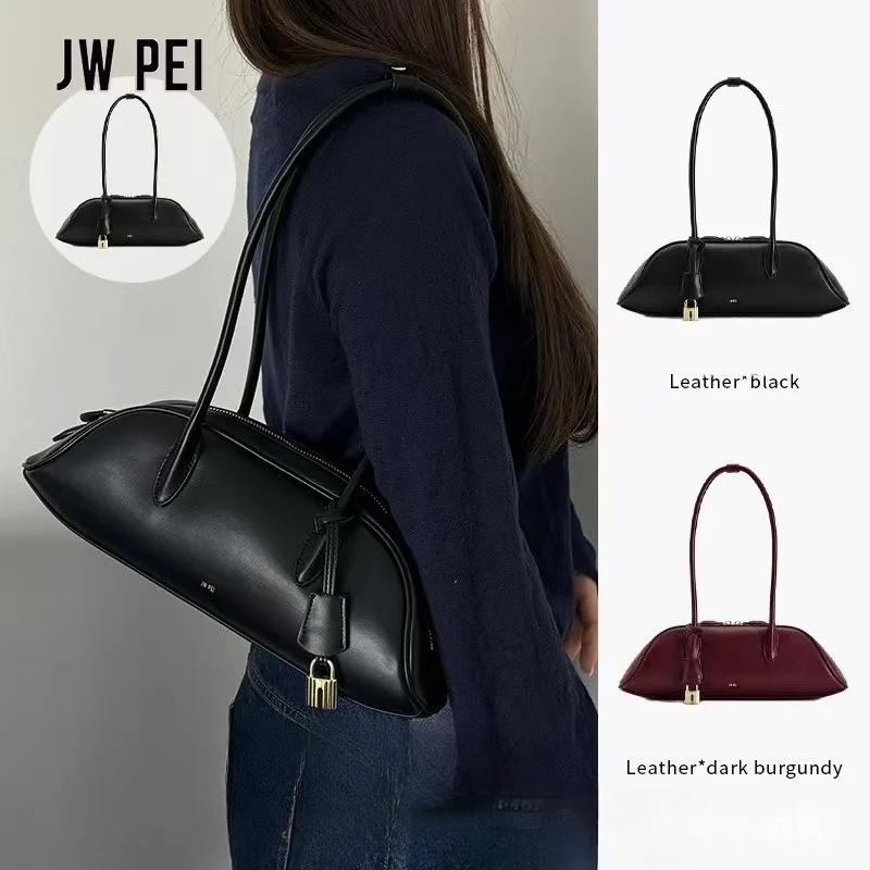 

2026 New JWPEI Boston Bag for Women Zora Bowling Bag Fashion Underarm Baguette Handbag Ladies Shoulder Bag
