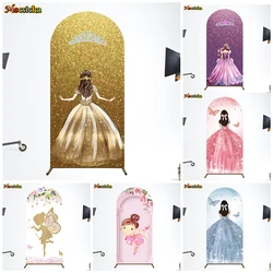 Mocsicka Queen Arch Background Cover Custom Pink Gold Purple Baby Girl Photo Backdrop Wedding Birthday Party Decorations Studio