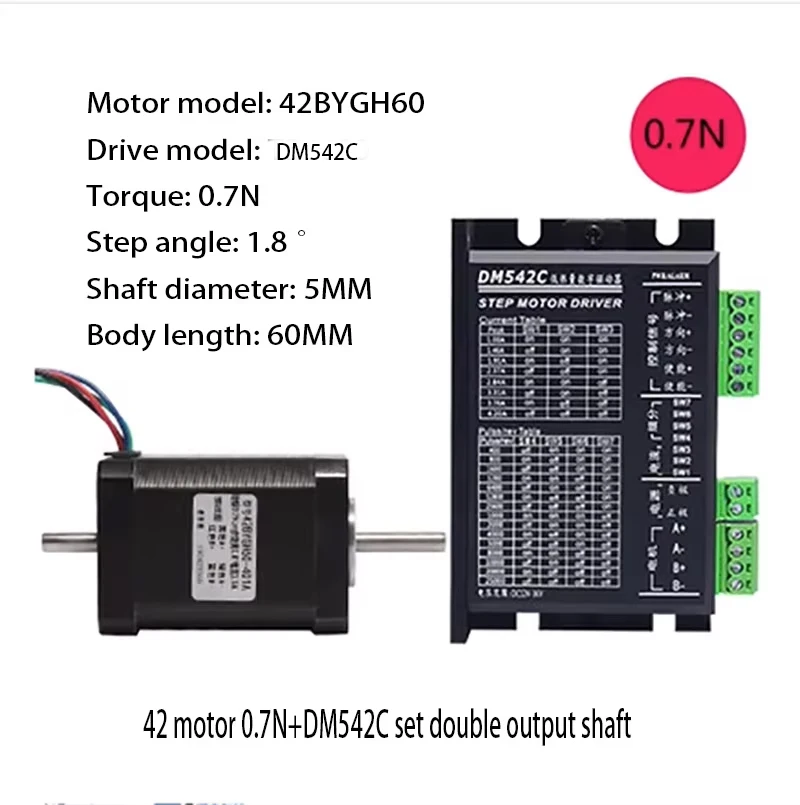 42 juego de motor paso a paso 42BYGH60 torque 0.7N longitud 60MM + TB6600/DM542C controlador de motor 4A 1 eje 2 ejes