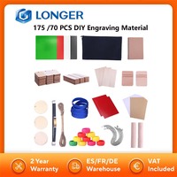 175Pcs LONGER Engraving Material Kit for RAY5 5W 10W 20W Laser B1 Series Laser Test Piece Metal Pendant Wooden Handicraft Ornament Log Plywood