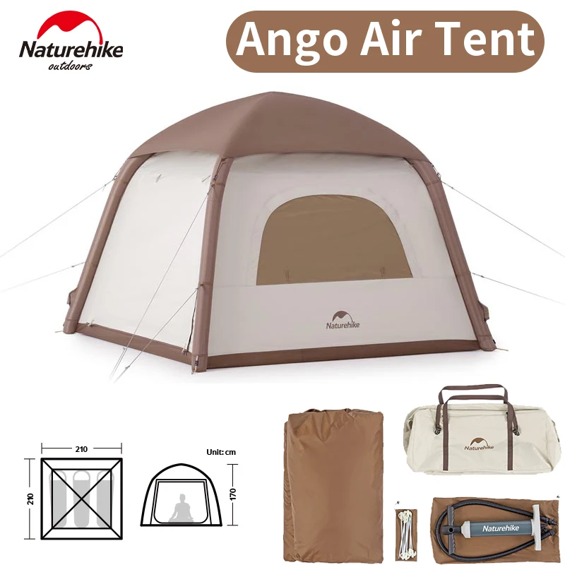 

Naturehike ANGO AIR купольная палатка, улучшенная надувная палатка для кемпинга на 3-х человек, семейный пикник, 150D, портативный солнцезащитный крем с серебряным покрытием