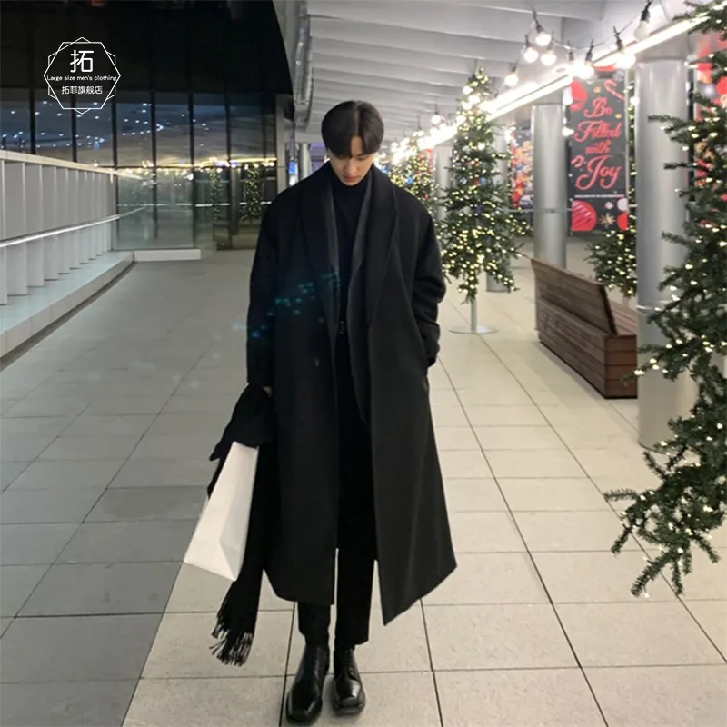 Woolen Coat Men's Over-knee Medium And Long Light Mature Wind Men's Clothing German Trench Coat Autumn And Winter Coat