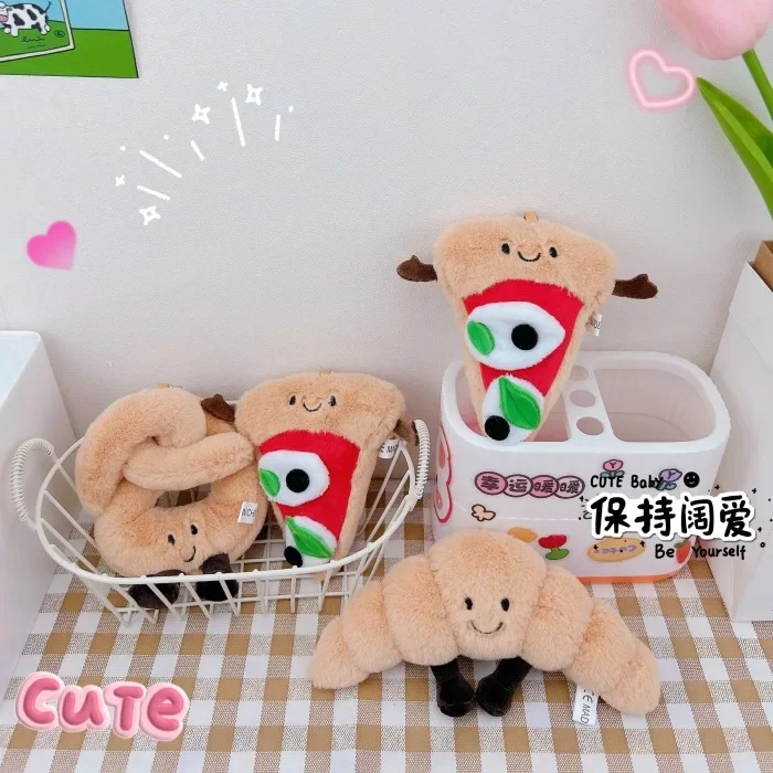 Kawaii Bread Plush Pendant Toy Creative Croissant Roll Bread Plush Doll Pendant Keychain Decoration Bedroom Sofa Backpack