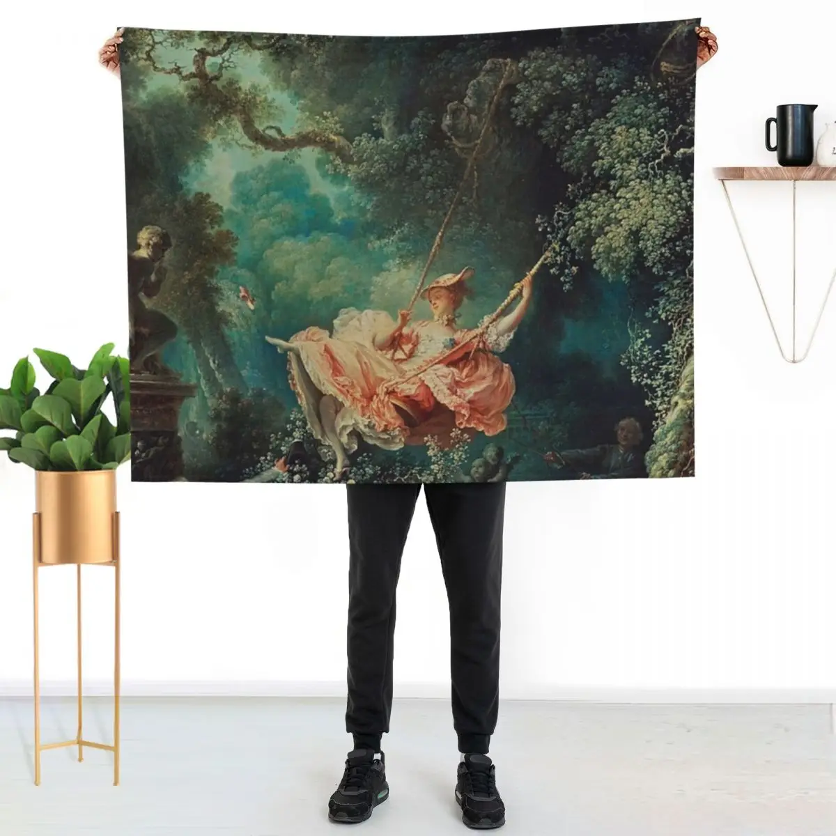 Jean-Honore Fragonard's The Swing Throw Blanket Plush Soft Big Soft Plush Plaid warm winter Blankets