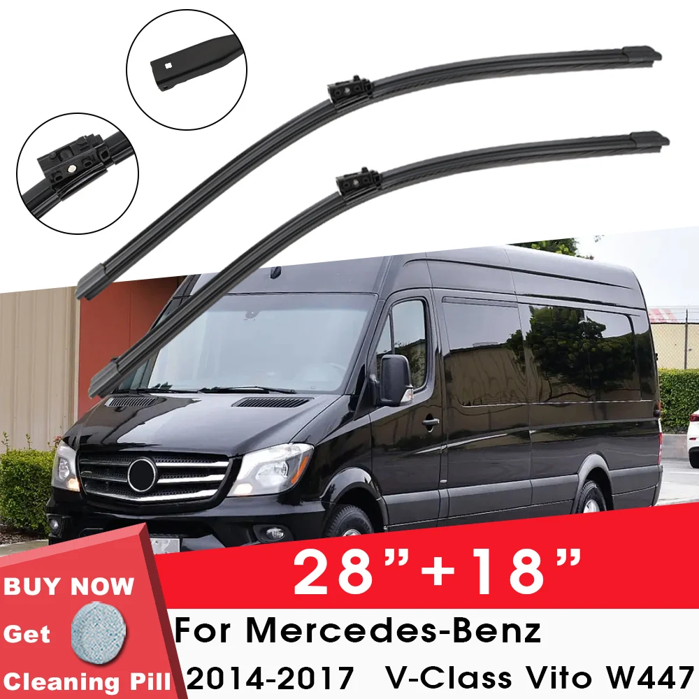 

Car Wiper Blade For Mercedes-Benz V-Class Vito W447 2014-2017 28"+ 18" Windshield Windscreen Clean Naturl Rubber Car Accessories