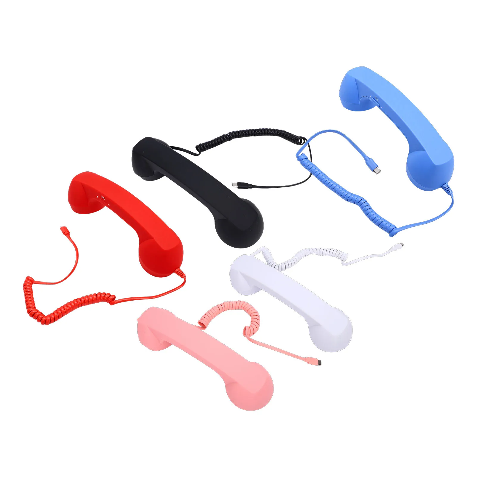 【New】Retro Phone Handset Type C Wired Telephone Handset Handheld Receiver with Mic and Speaker for Conference Call