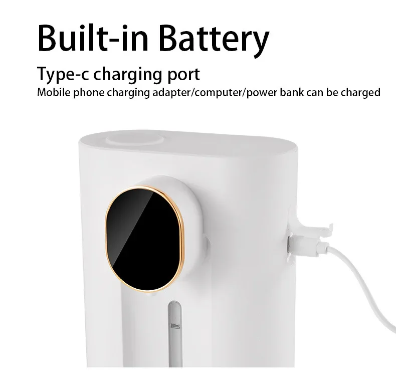 

Высококачественный настенный умный дозатор для ополаскивателя для рта с 2 магнитными стаканами, перезаряжаемый через USB-C, аппарат для ополаскивания рта