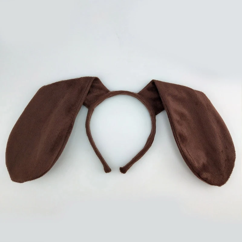 Dog Costume Set Dog Ears Headband Tail Bow Plush Animal Fancy Costume Accessories Halloween Cosplay Accessories