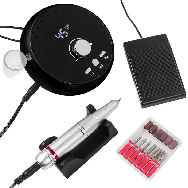 

New Factory Electric Nail Drill Professional Manicure Machine Brushless Motor Nails Sander Set Nail Polisher Equipment US PLUG
