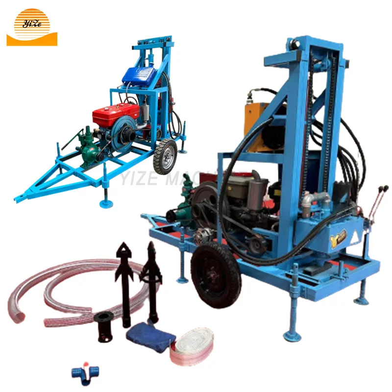 water drilling machine 200m 300m borehole Diesel small water well drilling machine drilling rig machine price