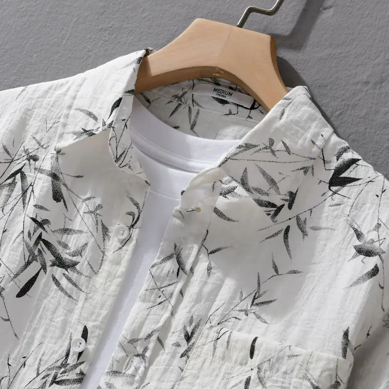 Japanese Retro Printed Men Long-sleeved Shirt Spring and Autumn New Trendy Casual Loose Versatile Cardigan Jacket