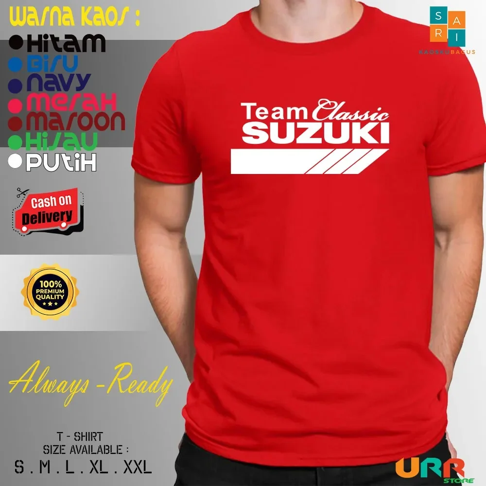 سوزوكي دراجة نارية الثقيلة المعادن دراجة نارية ثقافة البضائع قصيرة الأكمام تي شيرت الرجال والنساء القطن الخالص الشارع الشهير