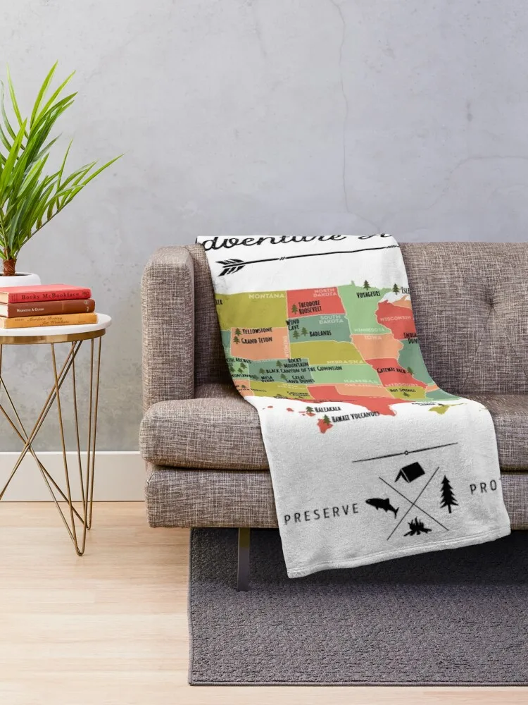 National Park Map Vintage T Shirt - All 63 National Parks Gifts T-shirt Men Women Kids Throw Blanket Softest Blankets