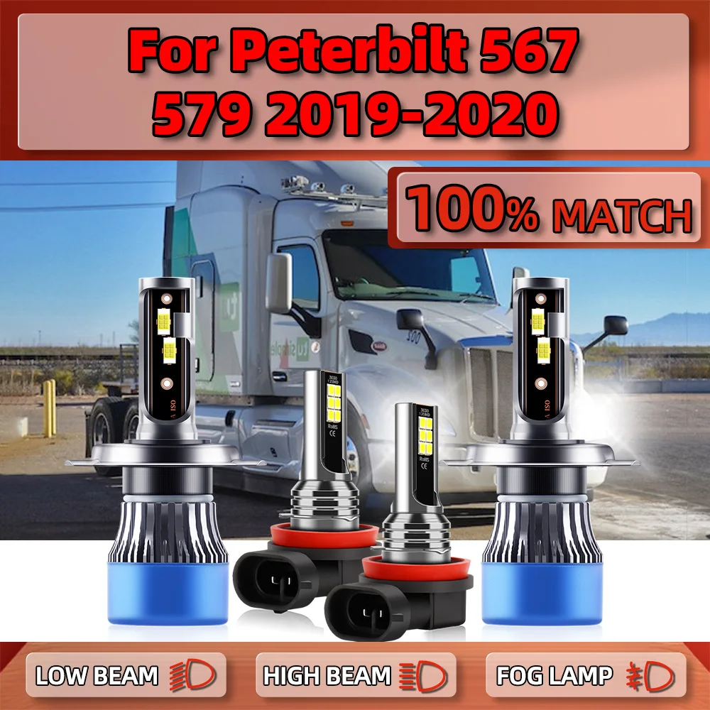 240W Canbus LED Headlight Bulbs 40000LM Turbo Auto Lamps 6000K White Fog Lights 12V 24V For Peterbilt 567 579 2019 2020