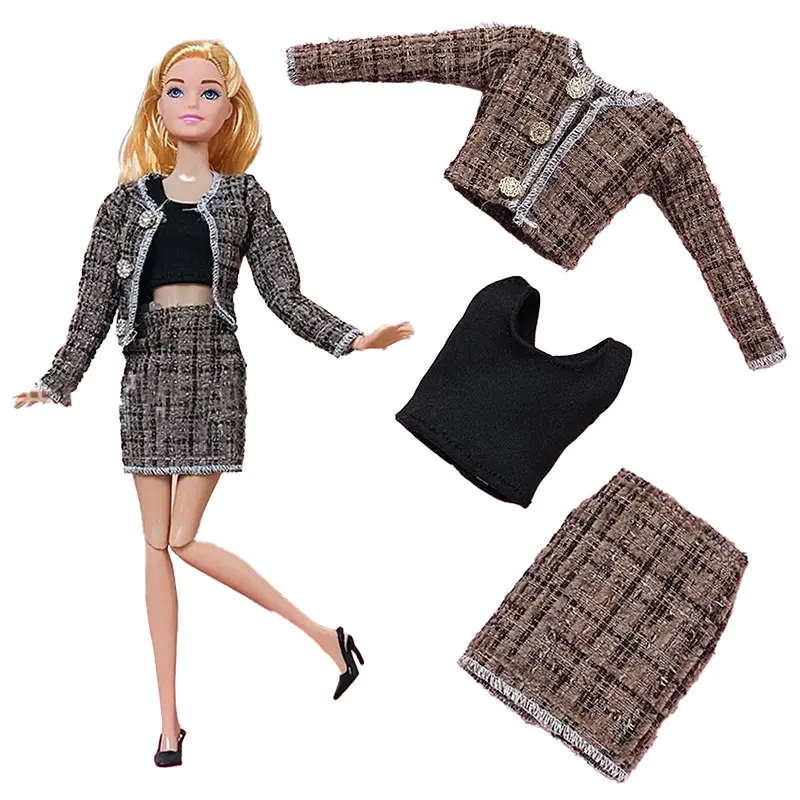 Ropa de muñeca para Barbie, vestido de moda, abrigo, suéter, sombreros, pantalón, ropa de muñeca, accesorios de casa de muñecas para bebés, juguete