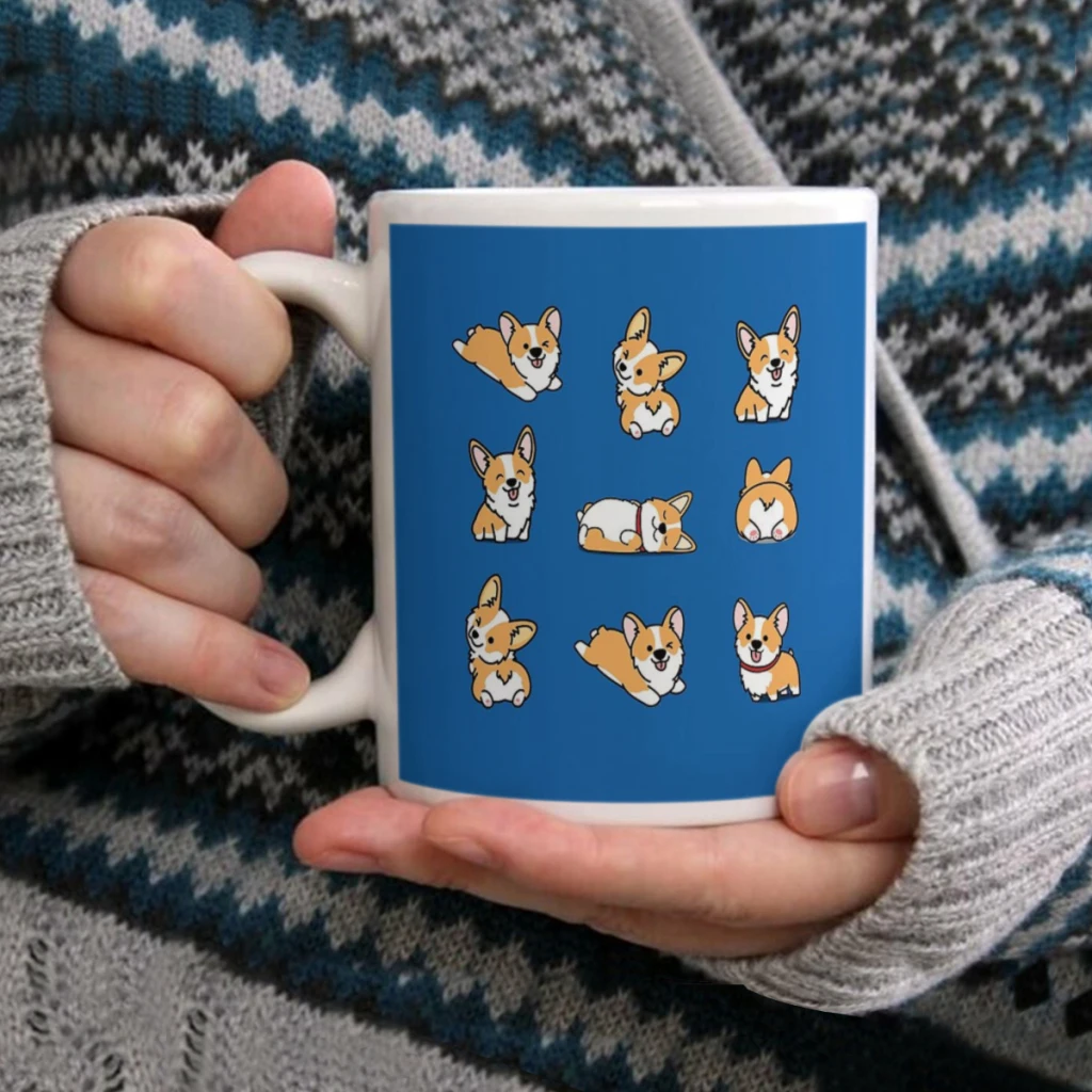 

Kawaii CorgiCoffee Mug Tea Cup 11oz Coffee Cup Funny Birthday Ceramic Mug Personalized Cup