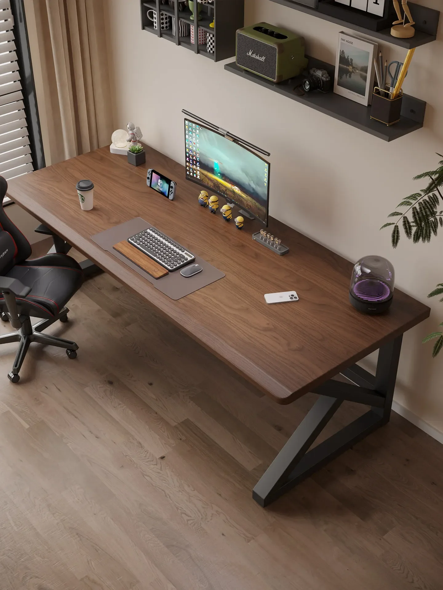 North American black walnut large board computer desk solid wood table cherry wood desk ash wood desk