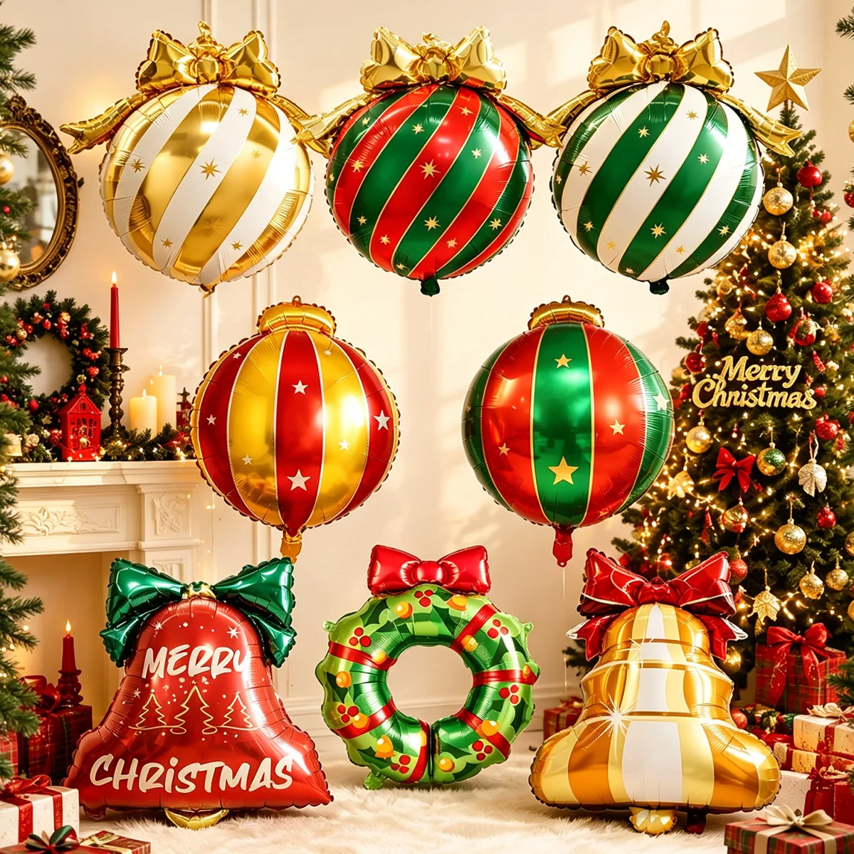 3pcs Christmas Hanging Ball Balloon Set (Random Styles)  Christmas decorations,themed party decor,New Year's home decorations