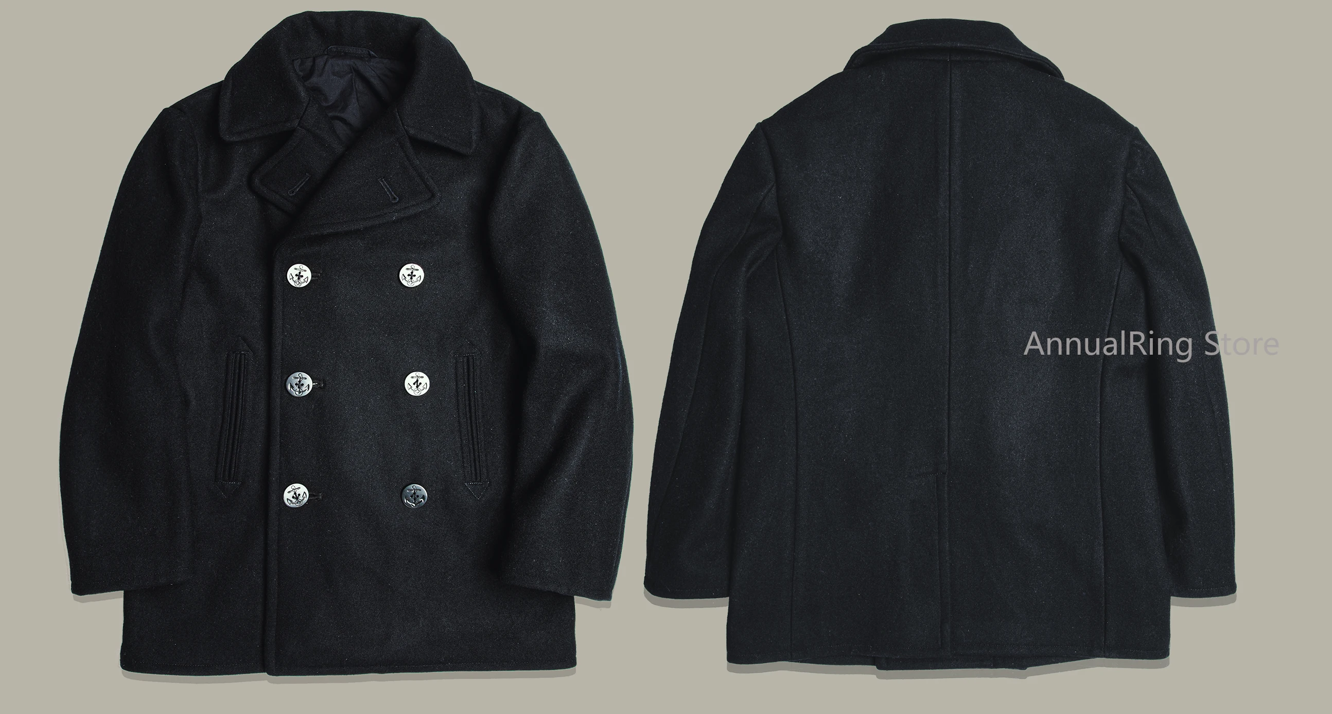 Red Tornado 740 Peacoat in Black Vintage Double-Breasted Mid-Length Wool Blend Overcoat for Men Warm Winter Jacket 5 Red Tornado 740 Peacoat in Black Vintage Double-Breasted Mid-Length Wool Blend Overcoat for Men Warm Winter Jacket 5